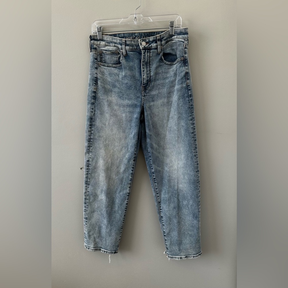 American Eagle Light Wash Mid Rise Slim Straight Denim Jeans Women's 12